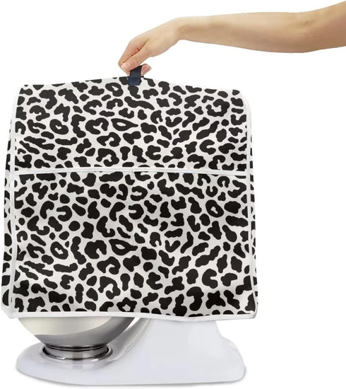 Black White Leopard L Size Mixer Cover Kitchen Bowl Cover Waterproof Dustproof Anti-Sputtering Compatible with 5-8 Qt Bowl-Lift Stand Mixer Kitche...