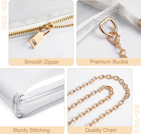 Clear Purse for Women Stadium Approved, Small Clear Crossbody Bag with Zipper, Clear Stadium Bag for Concerts Sports...