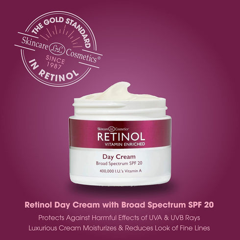 Retinol Skincare LdeL Cosmetics Day Cream Broad Spectrum SPF 20 Moisturizes & Reduces Look of Fine Lines – Provides Protection From Daily Sun Expo...