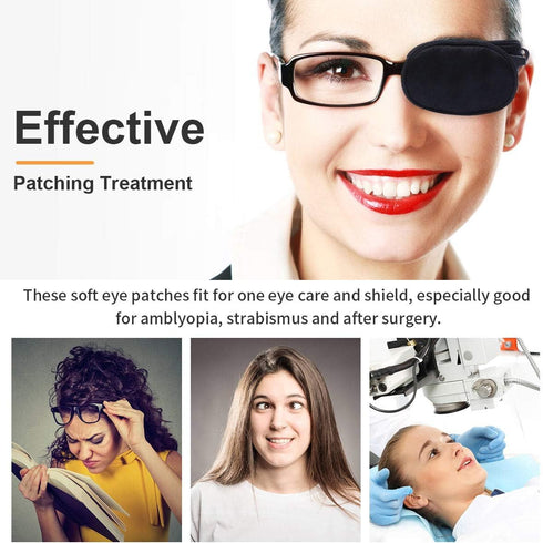 eZAKKA Eye Patches for Adults Kids, Eye Patch for Glasses, Medical Soft Eye Patch for Lazy Eye Amblyopia Strabismus and After Surgery (Black+Black...