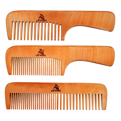 3 PCS Peach Wooden Comb Women and Men Comb - Wide & Narrow Tooth (S023)...