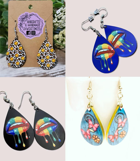 Phinicco 60 PCS Sublimation Earring Blanks with Earring Hooks and Pliers Jewelry Craft Kit for Sublimation Jewelry Making Earring DIY...