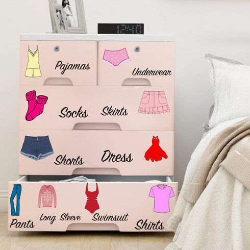 Dresser Clothing Decal Girl Dresser Labels for Bedroom Decor Drawer Organizing Stickers...