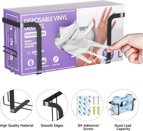 Glove Holder for Wall Mount, Disposable Napkin Glove Dispenser, Durable Glove Box Holder, Metal Glove Rack for Rubber Latex Gloves Organizer Facia...