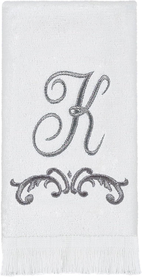 Avanti Linens - Fingertip Towel, Soft & Absorbent Cotton Towel (Monogram Collection, Initial K), White...