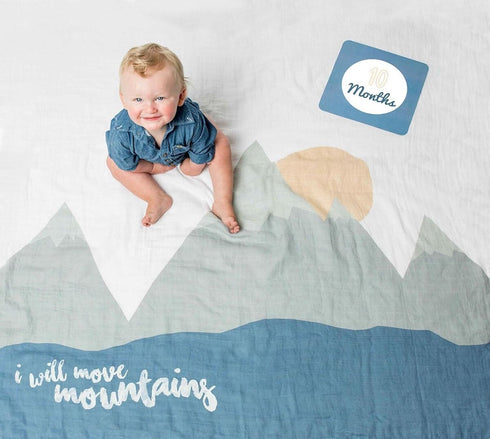 lulujo Baby’s First Year Milestone Blanket and Card Set | 40in x 40in (I Will Move Mountains)...