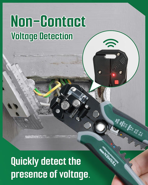 TWS-322 Self Adjusting Wire Stripper with Non-Contact Voltage Detection, 4-in-1 Automatic Wire Stripper Tool, Universal Wire Cutters and Crimping ...