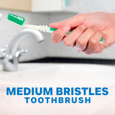 Flex Manual Toothbrush Value Pack, Full Multi-Level Filaments, Medium Bristles for Deep Cleaning, Ideal for Adults - 4 Count (Pack of 1)...