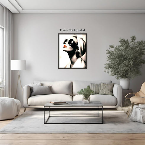 Posterizer 1 pcs-girly chic classic beauty-red lips and sunglasses 3-Photography Art Gift for Women, Fashionistas, Designer Fashion Fans Decor fo...