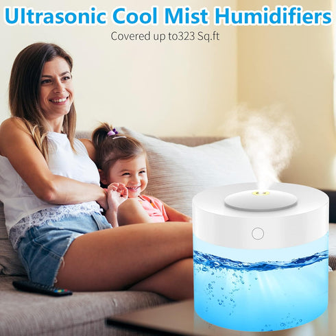 Humidifier for Bedroom Cool mist humidifier with colorful lights for Home, Baby, Large Room with Auto Shut Off humidifier (1.2L, White)...