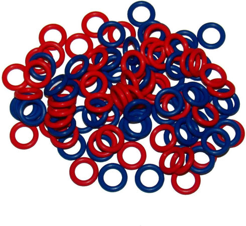 (100 Pack) Soft Stitch Ring Markers, Red & Blue (Small Size for Needle Sizes 0-8, for Knitting/Crochet/etc)...