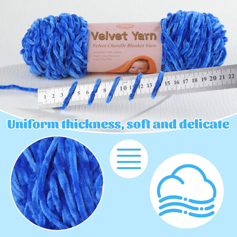 Baby Blanket Yarn, 2 Pack of 200g/7.05oz - Polyester, for Crochet Weaving Craft Yarn, Velvet Yarn with Plastic Big Eye Needle for Knitting/Crochet...
