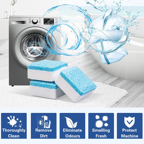 Washing Machine Cleaner Descaler 24 Pack Deep Cleaning Tablets For Front Loader & Top Load Washer, Clean Inside Drum And Laundry Tub Seal 12 Month...