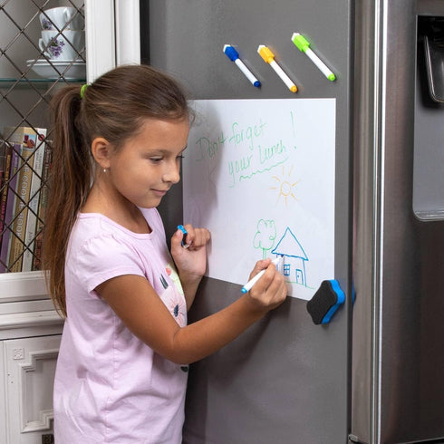 Magnetic Dry Erase Board, White Board with 4 Markers and Eraser, Magnet Whiteboard Sheet for Fridge, Writing Menu Organizer to Do List Chart for K...