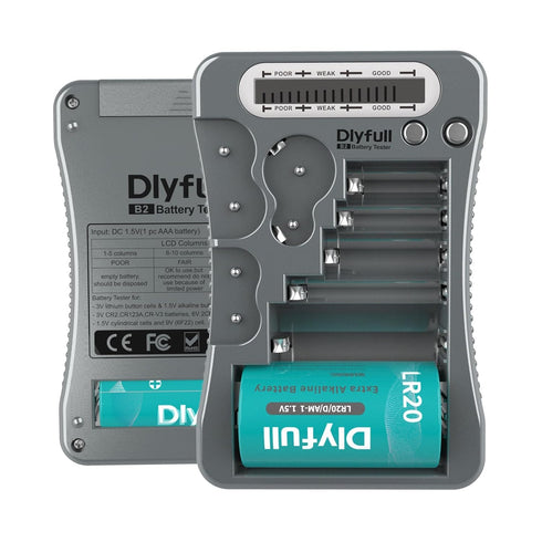 Dlyfull Universal Battery Tester with LCD Display, Multi Purpose Small Battery Checker for AA AAA C D 9V CR2032 CR123A CR2 CRV3 2CR5 CRP2 1.5V/3V ...