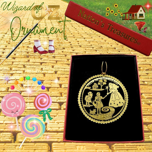 Wizard of Oz Christmas Ornament Follow The Yellow Brick Road Glinda Munchkin Dorothy Toto...