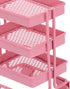 1:12 Miniature Dollhouse Handcart Mini Shopping Cart 3 Layers Storage Display Shelf with Wheels Kitchen Furniture Decoration(Pink)...