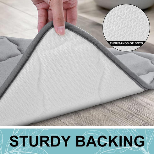 OLANLY Memory Foam Toilet Rugs U-Shaped 24x20, Ultra Soft and Absorbent Bathroom Rugs, Non-Slip Thick Toilet Bath Mat, Machine Wash Dry, Contour B...
