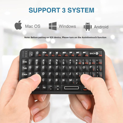 Rii Mini Bluetooth Keyboard,Portable Wireless Keyboard with Backlit,Rechargeable Mini Keyboard for Smart TV/Android TV Box/SmartPhone/HTPC/IPTV, B...