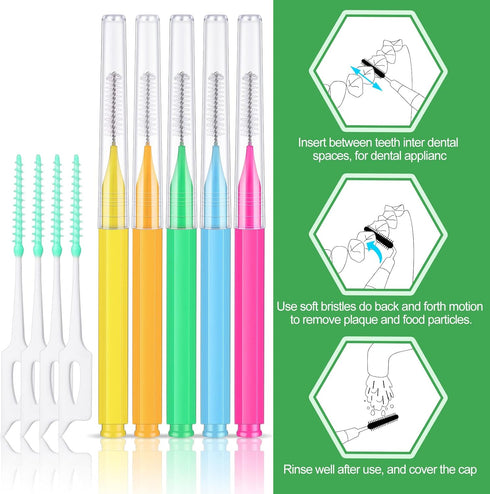 Zopeal 250 Pcs Interdental Brush for Braces Disposable Braces Flossers Dental Picks Floss Toothpick Dental Teeth Flossing Head Oral Hygiene Flosse...