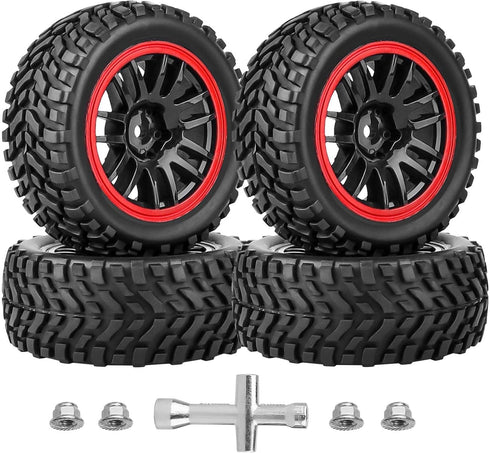 HobbyPark 2.55" Tall 12mm Hex PreGlued 1/10 RC Touring Car Wheels and Tires Set 1.02" 26mm Wide Soft Rubber for Tamiya HPI Traxxas Redcat Kyosho B...