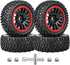 HobbyPark 2.55" Tall 12mm Hex PreGlued 1/10 RC Touring Car Wheels and Tires Set 1.02" 26mm Wide Soft Rubber for Tamiya HPI Traxxas Redcat Kyosho B...