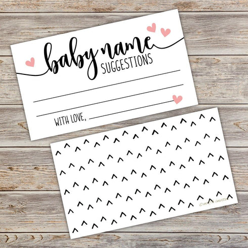 50 Sweet Heart Baby Name Suggestion Cards for Baby Shower...
