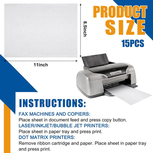 15 Pcs Printer Cleaning Sheet Scanner Cleaning Sheets Laser Printer Paper Paper Shredder Lubricant Sheets 8.5 x 11 Inches Copier Fax Printer Clean...