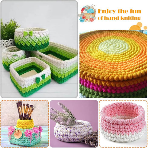2 PCS T-Shirt Yarn Elastic Fabric Crochet Cloth Yarn for DIY Knitting, Spaghetti Yarn Thick Knitting Yarn for Hand DIY Bag Blanket Cushion Crochet...