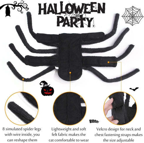 Dog Halloween Costumes, Halloween Spider Costume for Dog Cats, Pet Halloween Cosplay Dress Up Costume Accessories Decoration for Dogs Puppy (Size ...