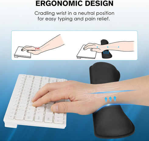 KTRIO Keyboard Wrist Rest, Ergonomic Wrist Rest for Computer Keyboard, Non-Slip Rubber Base Keyboard Wrist Pad for Easy Typing & Pain Relief, Port...