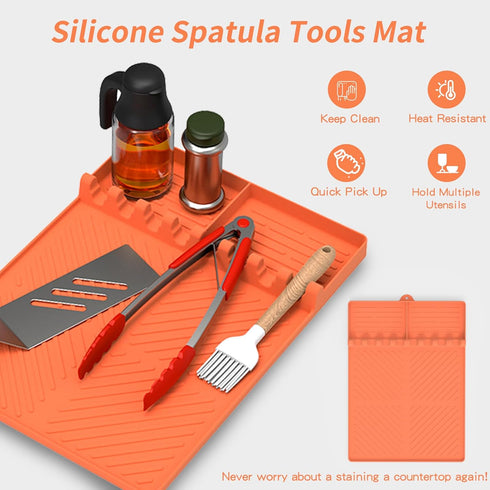 Blackstone Griddle Accessories, Silicone Mat for Blackstone Griddle, Silicone Griddle Mat with Drip Pad, Grill BBQ Caddy Utensils Holder for Kitch...