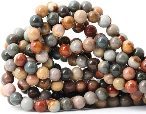 45PCS 8mm Natural USA Picture Stone Gemstone Round Loose Beads for Jewelry Making DIY Findings 1 Strand 15"...