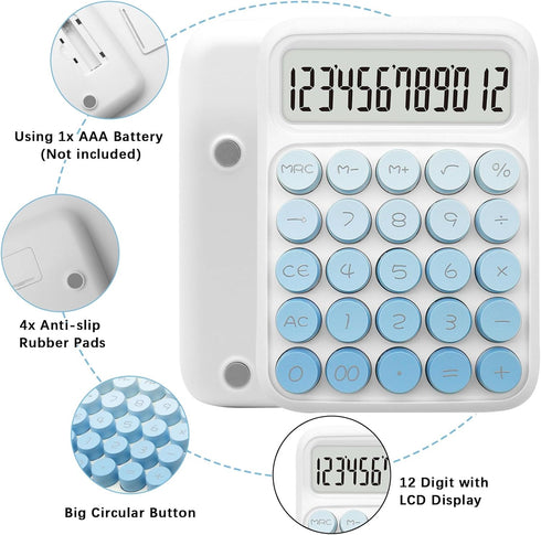 Blue Calculator, UPIHO Standard Calculator,Gradient Blue Calculator with 12 Digit Display and Big Buttons,Blue Office Supplies and Desk Accessorie...
