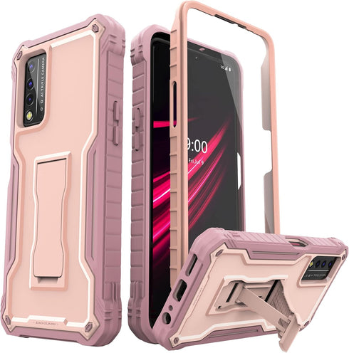ExoGuard for T-Mobile REVVL V Plus 5G Case, Rubber Shockproof Full-Body Cover Case Built-in Screen Protector and Kickstand Compatible with T-Mobil...