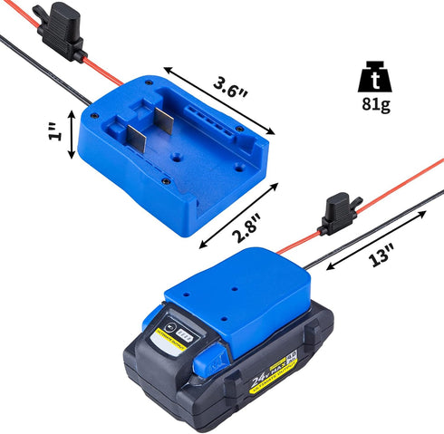 Power Wheel Adapter for Kobalt 24V Max Battery with Fuse & Wire terminals, Power Connector for Rc Car, 14 Gauge Robotics, Rc Truck, DIY use, Work ...