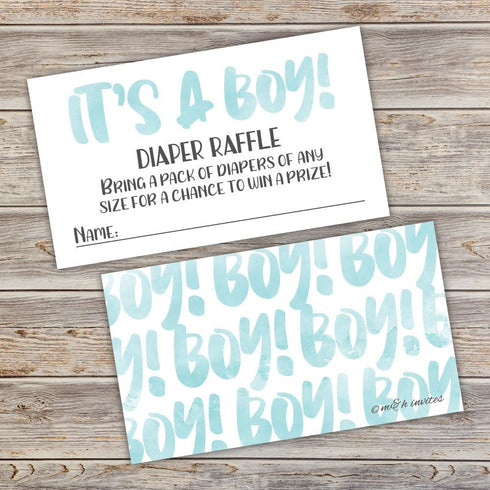 50 Blue Watercolor It’s A Boy Diaper Raffle Tickets - Boy Baby Shower Game...