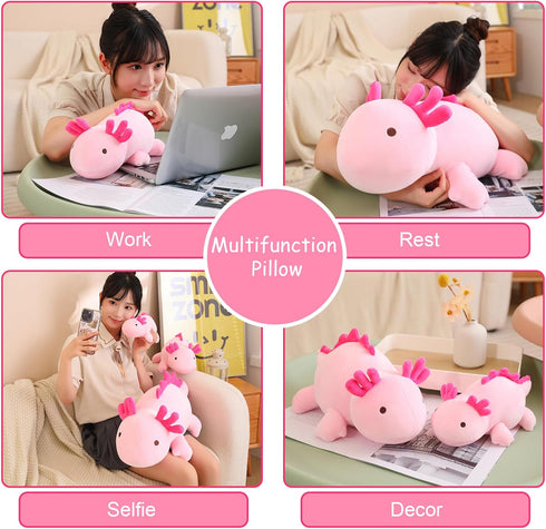 SQEQE Weighted Axolotl Plush Toy, Pink Axolotl Stuffed Animals Cute Axolotl Plush Pillow, Cute Weighted Stuffed Animals Gifts for Girls & Boys Age...