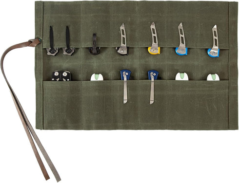 Knife Display Bag With 12 Slots Pocket Knives,Folding Knife Holder Organizer,Knives Roll Collection Protector Bag,Tactical Outdoor for EDC Mini Kn...