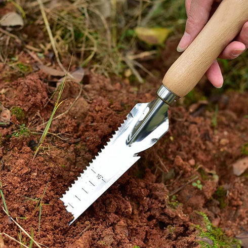 Hand Weeder Tool, Multi Use Garden Manual Weeding Tools with Wooden Handle Stainless Steel Head for Easy Weeder Removal, Transplanting, Pruning, D...