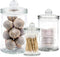 Mini Glass Apothecary Jars, Bathroom Storage Organizer Canisters for Cotton Swabs, Cotton Balls, Makeup Sponges, Bath Salts, Hair Ties, Makeup - S...