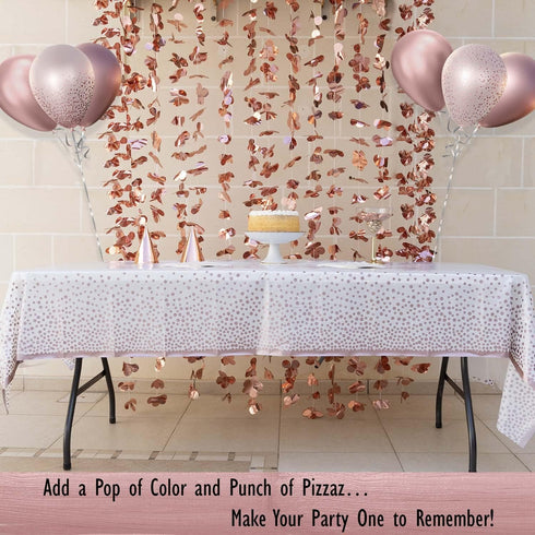 2 Pack Rose Gold Table Cloths for Parties Disposable Plastic Tablecloth for Birthday, Baby Shower Party Table Cover for Rectangle Tables 54 x 108 ...