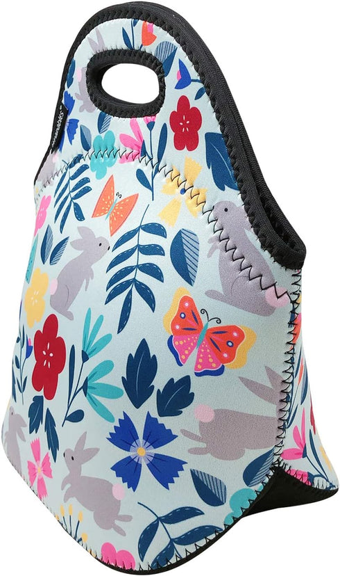 Wrapables® Insulated Neoprene Lunch Bag, Floral Rabbits...