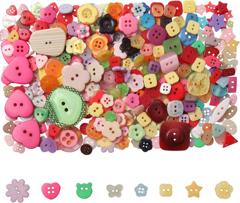 Buttons Resin Buttons 2 and 4 Holes Assorted Buttons for Sewing Crafts DIY Projects Button Painting Craft Buttons (Multiform)...