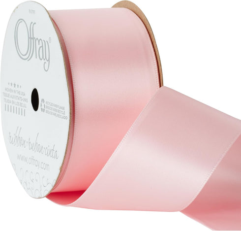 Berwick Offray Wide Double Face Satin Ribbon, Light Pink, 1 1/2 in x 12 ft (38 mm x 3.6 m)...