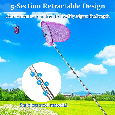 6 Pack Telescopic Insect Catching Nets,Butterfly Nets,Fishing Nets,Nature Exploration Toys for Kids Outdoor Playing...