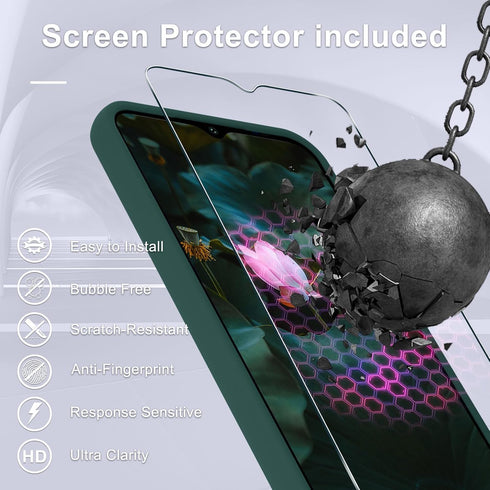 for Samsung Galaxy A15 5G Case, Silicone Phone Case with 1 Screen Protector, Soft Anti-Scratch Microfiber Lining, Full Body Shockproof Slim Cover,...