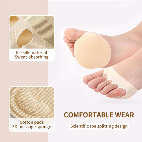 2 Pairs Metatarsal Pads Ball of Foot Cushions Honeycomb Fabric Forefoot Pads for Women High Heels Shoes Foot Pads Invisible Soft Toe Pads Reusable...