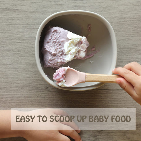 Ginbear Silicone Baby Spoon and Fork Set Self-feeding, Baby Flatware Sets, Toddler Feeding Utensils for Child 6 Months+ (Hazy Green/Almond)...