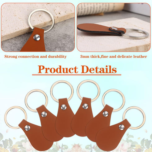 kekafu 50Pcs DIY Leather Keychains Brown Blank Key Fob Rivets PU Leather Keychain for Car Key Home Door Key Small Decoration Homemade Gift (Brown)...